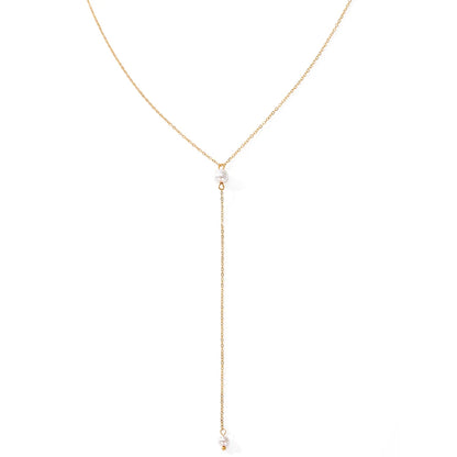 Elongated Pearl Necklace